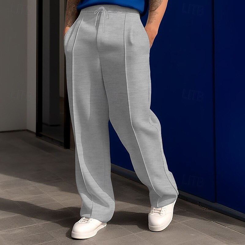 Men's Sweatpants Wide Leg Sweatpants Trousers Pocket Drawstring Elastic Waist Plain Comfort Sports Outdoor Daily Fashion Casual ArmyGreen Black Micro-elastic