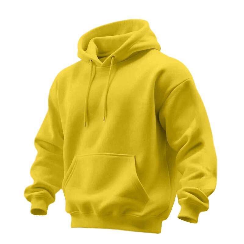 Men's Hoodie Pullover Hoodie Sweatshirt Apricot Black White Yellow Pink Hooded Plain Kangaroo Pocket Sports & Outdoor Casual Daily Streetwear Cool Sportswear All Seasons Clothing Apparel Hoodies