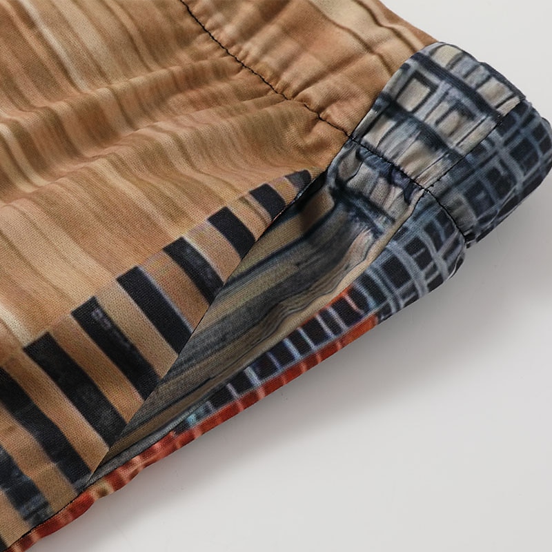 Men's Trousers Summer Pants Beach Pants Drawstring Elastic Waist 3D Print Stripe Graphic Prints Geometry Comfort Casual Daily Holiday Streetwear Hawaiian Yellow Blue