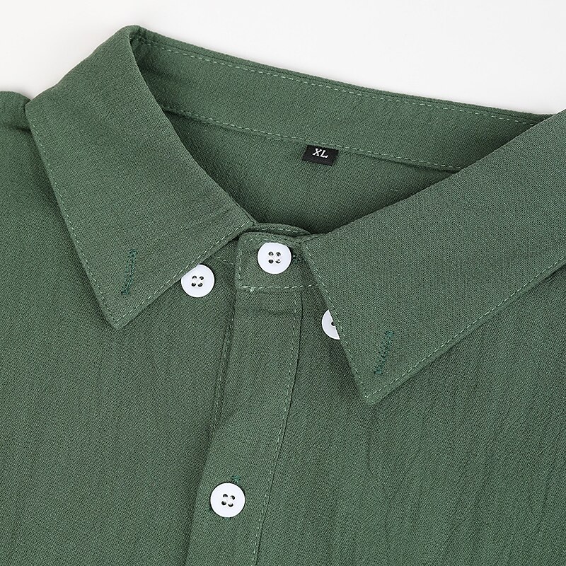Men's Shirt Linen Shirt Summer Shirt Beach Shirt Button Up Shirt Untucked Shirts Plain Outdoor Street Black White Light Green Pink Long Sleeve Turndown Summer Spring &  Fall Clothing Apparel