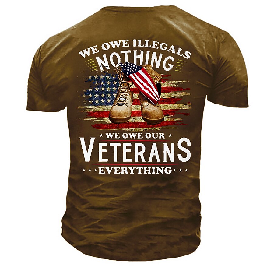 Camouflage Mens 3D Shirt For Veterans Day | Purple Autumn Cotton | Men'S Unisex Tee Slogan Shirts Retro Graphic Prints Shoe National Crew Neck Yellow Army Green Navy Blue