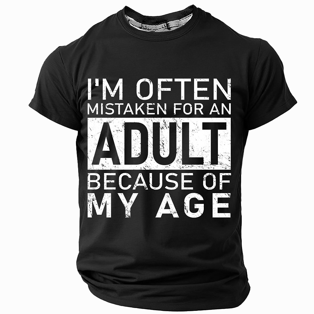 Men's Act My Age T Shirt Short Sleeve T shirt 3D Print Crew Neck Shirt Fashion Daily Street Daily Black Red Blue Summer Spring Clothing Apparel S M L XL XXL XXXL 4XL