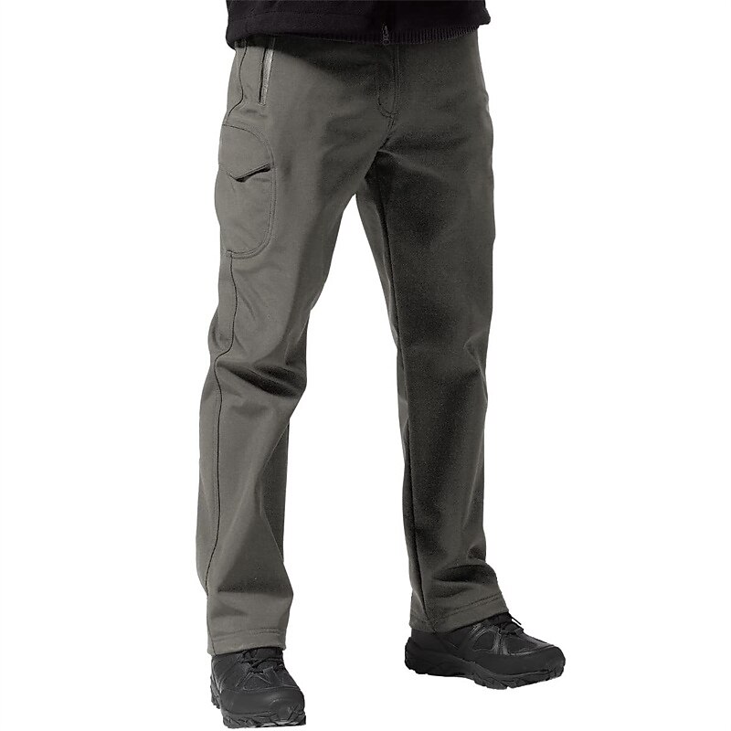 Men's Fleece Softshell Hiking Button Straight Leg Fleece Lined Plain Windproof Comfort Casual Daily Holiday Sports Fashion Cargo Pants
