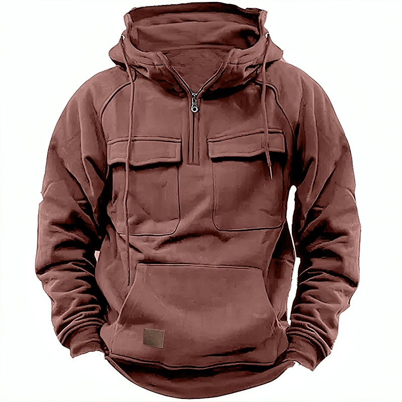 Men's Hoodie Quarter Zipp Hoodie Tactical Hoodie Black Wine Army Green Gray Hooded Plain Sports & Outdoor Daily Holiday Streetwear Cool Casual Spring &  Fall Clothing Apparel Hoodies Sweatshirts