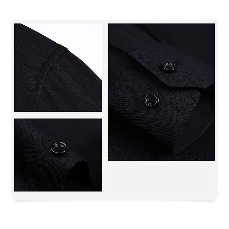 Men's Shirt Dress Shirt Light Blue Black White Long Sleeve Plain Lapel Summer Office & Career Wedding Party Clothing Apparel