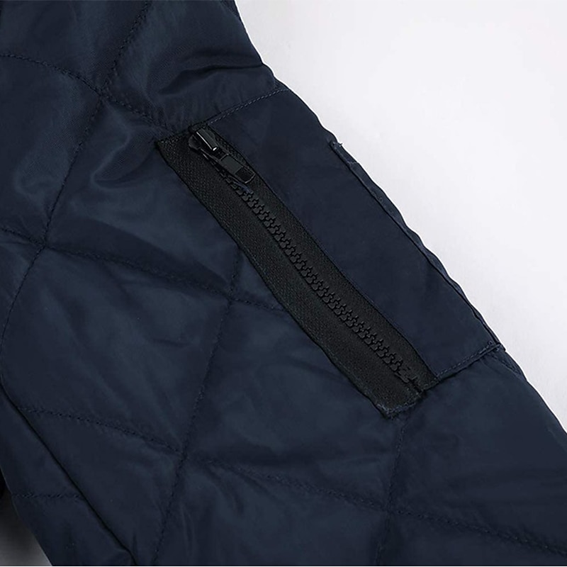 Men's Winter Jacket Quilted Jacket Outdoor Daily Wear Warm Pocket Fall Winter Plain Fashion Streetwear Standing Collar Regular Black Wine Blue Red & White Army Green Jacket