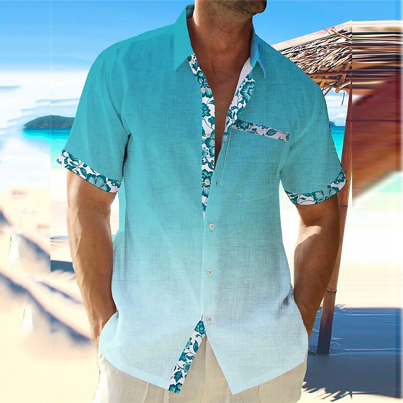 Men's Outdoor Street Casual Daily Summer Turndown Short Sleeve Shirt