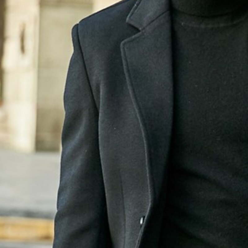 Men Overcoat Peacoat Long Trench Coat Trench Coat Formal Casual Fall Winter Thermal Warm Outerwear Clothing Apparel Classic Plain Notch lapel collar Single Breasted