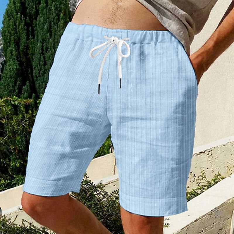 Men's Shorts Summer Shorts Beach Shorts Casual Shorts Pocket Drawstring Elastic Waist Stripe Comfort Short Sports Outdoor Daily Going out Fashion Casual Black White Micro-elastic