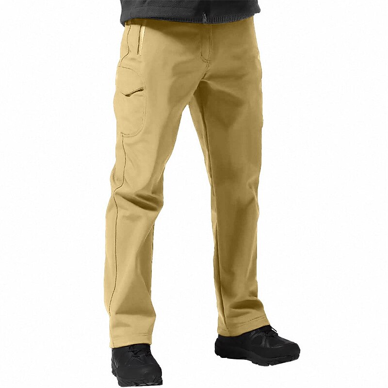 Men's Fleece Softshell Hiking Button Straight Leg Fleece Lined Plain Windproof Comfort Casual Daily Holiday Sports Fashion Cargo Pants