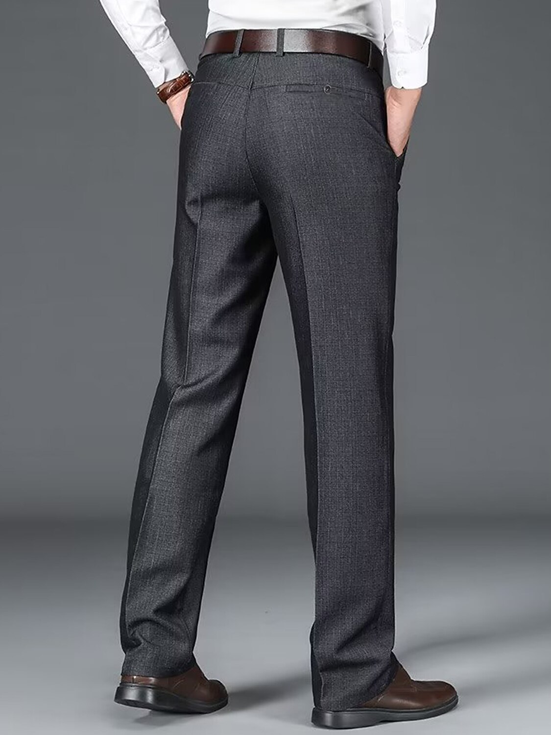 Men's Dress Pants Trousers Suit Pants Pocket Plain Comfort Breathable Outdoor Daily Going out Fashion Casual Black Khaki