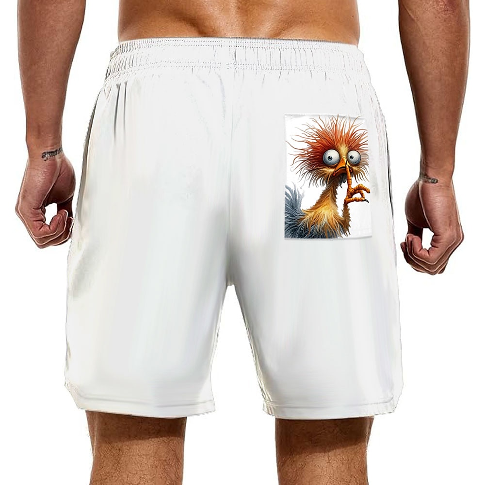 Men's Animal Funny Duck Lined Shorts 2 in 1 Board Shorts Swim Shorts Mid Waist Hawaiian Vacation Holiday Beach Wear Side Pockets With Compression Liner Elastic Drawstring Waist Designer Clothing