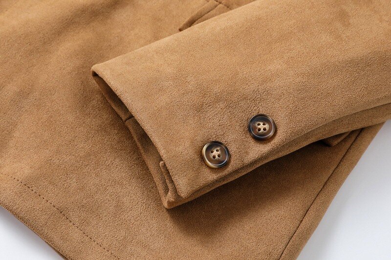 Men's Lightweight Jacket Casual Jacket Faux Suede Jacket Going out Soft Buckle Spring &  Fall Casual Stand Collar Regular Light Khaki Black Navy Blue Khaki Army Green Jacket