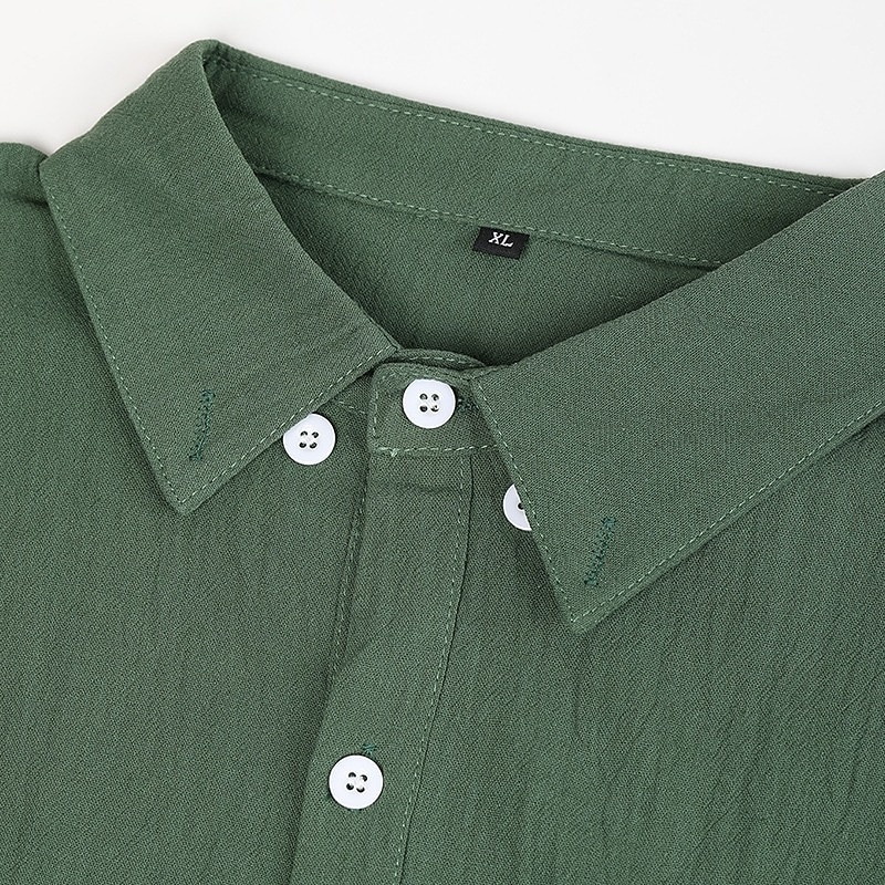 Men's Shirt Linen Shirt Summer Shirt Button Down Shirt Beach Shirt Untucked Shirts Plain Vacation Daily Wear Black White Light Green Pink Long Sleeve Turndown Summer Spring &  Fall Clothing Apparel