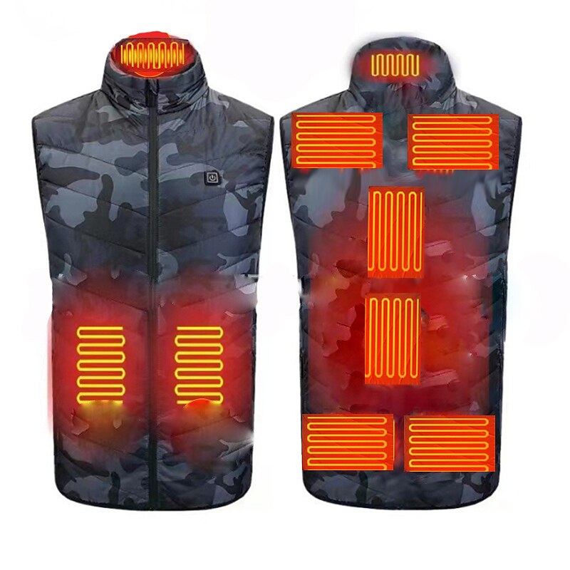 4/9 Heating Zones Vest Electric USB Heated Jacket by Graphene Men Women Warm Sportswear Coat For Camping Plus Size Snow Winter