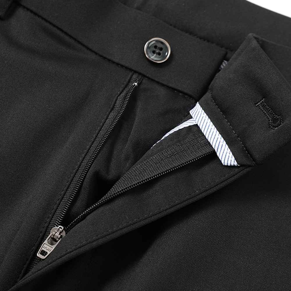 Men's Trousers Dress Pants Slacks Flat Front Pants Suit Pants Straight Leg Geometry Stretch  Formal Wedding Business Classic Style Casual Black Royal Blue High Waist Stretchy