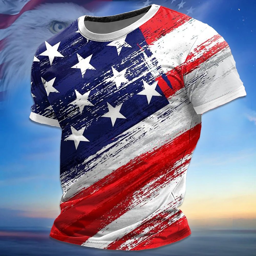 US America 250 Year Anniversary Veterans Day Men's Patriot Patriotic Veteran Graphic American Flag 1776 Short Sleeve Shirt T shirt Tee Tee Top Short Sleeve T shirt 3D Print Crew Neck Shirt Fashion