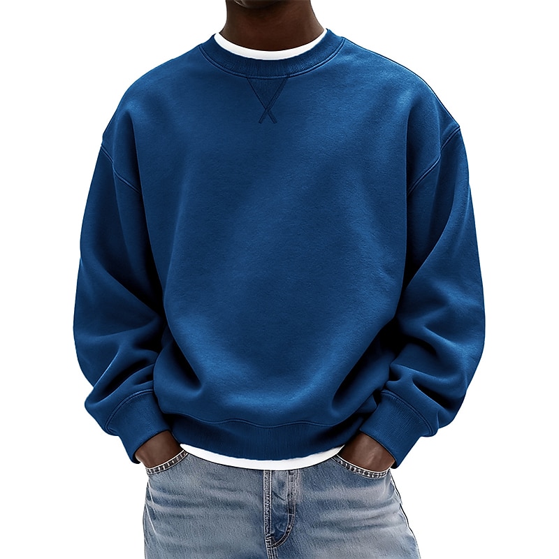 Men's Sweatshirt Pullover Hoodie Sweatshirt Pullover Black White Yellow Navy Blue Blue Crew Neck Plain Sports & Outdoor Casual Daily Streetwear Cool Sportswear All Seasons Clothing Apparel Hoodies