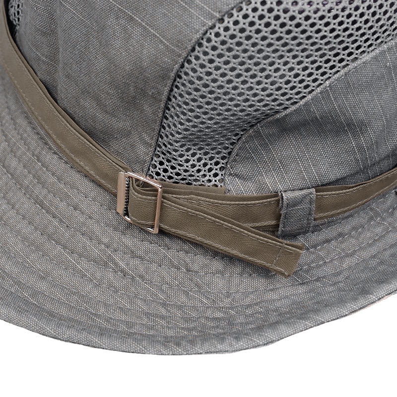 Men's Bucket Hat Sun Hat Fishing Hat Boonie hat Hiking Hat Black khaki Cotton Mesh Streetwear Stylish Casual Outdoor Daily Outdoor clothing Letter Embroidery UV Sun Protection Sunscreen Quick Dry