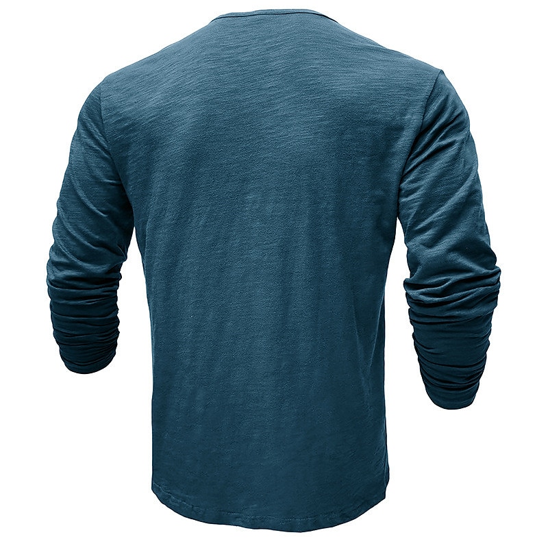 Men's Henley Long Sleeve Plain Street Vacation Long Sleeve Clothing Apparel Fashion Designer Basic T-shirt