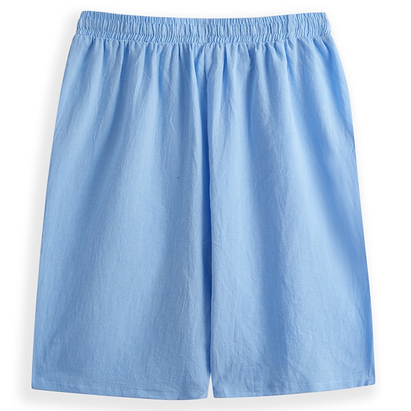 Men's Shorts Linen Shorts Summer Shorts Pocket Drawstring Elastic Waist Plain Comfort Breathable Short Casual Daily Holiday Fashion Classic Style Black White