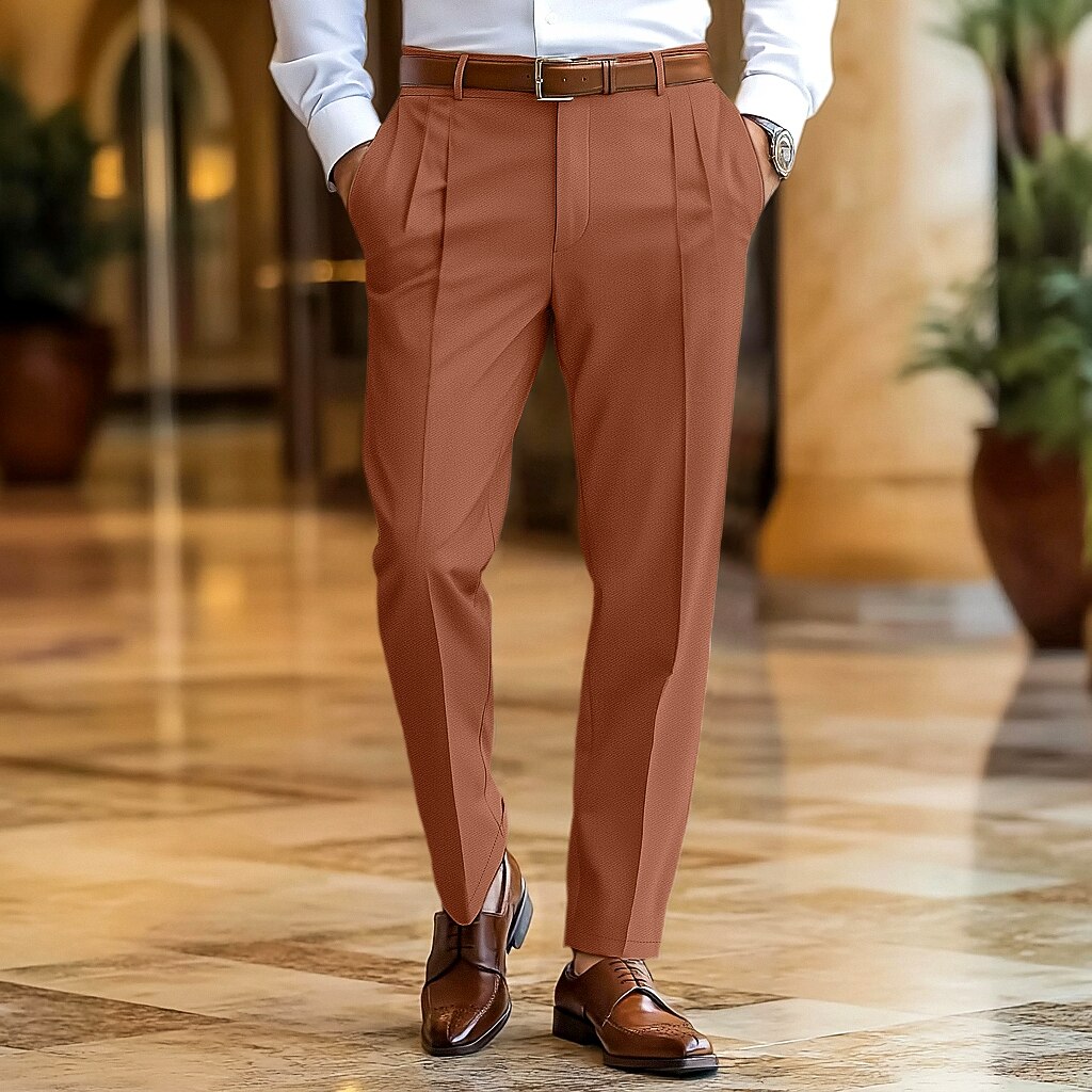Men's Trousers Dress Pants Slacks Summer Pants Casual Pants Front Pocket Straight Leg Plain Comfort Full Length Wedding Business Classic Black Navy Blue Micro-elastic