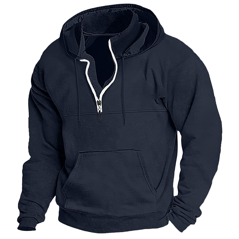Men's Hoodie Quarter Zip Hoodie Tactical Hoodie Tactical Black Wine Navy Blue Dark Green Camel Hooded Plain Sports & Outdoor Daily Holiday Streetwear Cool Casual Spring &  Fall Clothing Apparel