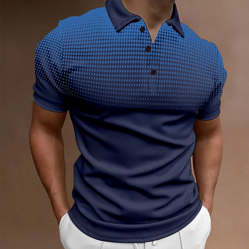 Men's Sport Polo Golf Shirt Casual Holiday Lapel Short Sleeve Fashion Basic Gradient Button Summer Regular Fit Wine Black White Navy Blue Orange Gray Sport Polo
