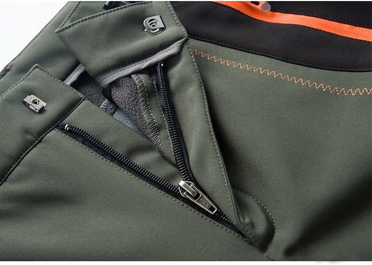 Men's Fleece Lined Pants Waterproof Hiking Pants Trousers Softshell Pants Winter Outdoor Thermal Warm Windproof Fleece Lining Pants / Trousers Bottoms Army Green Gray Black Hunting Fishing Climbing