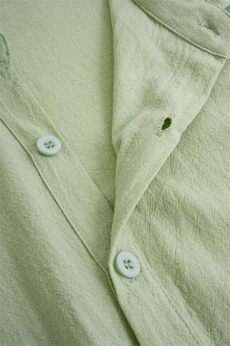 Men's Linen Shirt Summer Shirt Beach Wear Button Up Shirt Black White Blue Green Short Sleeve Solid Color Turndown Summer Hawaiian Holiday Clothing Apparel Button-Down