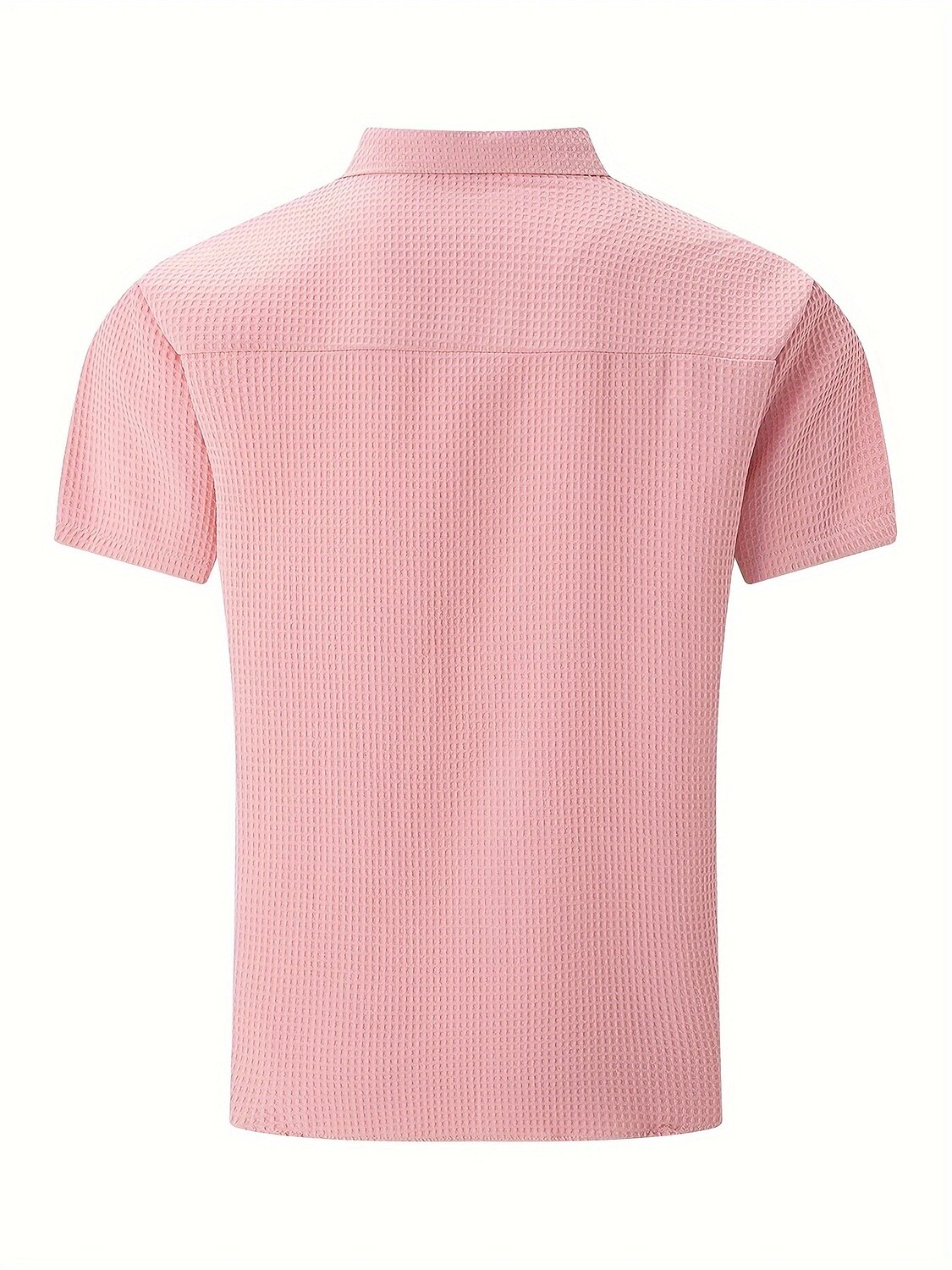 Men's Shirt Waffle Shirt Texture Casual Shirt Button Up Shirt Blue Black White Pink khaki Short Sleeve Plain Lapel Casual Daily Clothing Apparel Fashion Modern Casual Comfortable