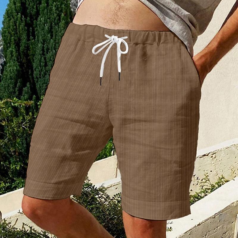 Men's Shorts Summer Shorts Beach Shorts Casual Shorts Pocket Drawstring Elastic Waist Stripe Comfort Short Sports Outdoor Daily Going out Fashion Casual Black White Micro-elastic