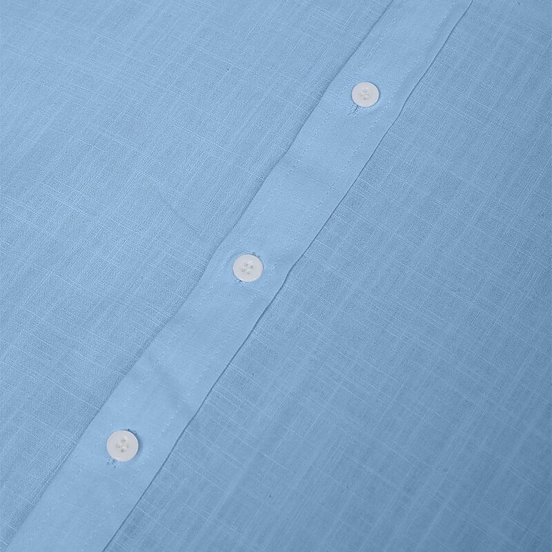 Men Shirt Linen Shirt Summer Shirt Beach Wear Band Collar Shirt Button Up Shirt Plain Casual Daily Blue Black White Orange Short Sleeve Band Collar Summer Clothing Apparel