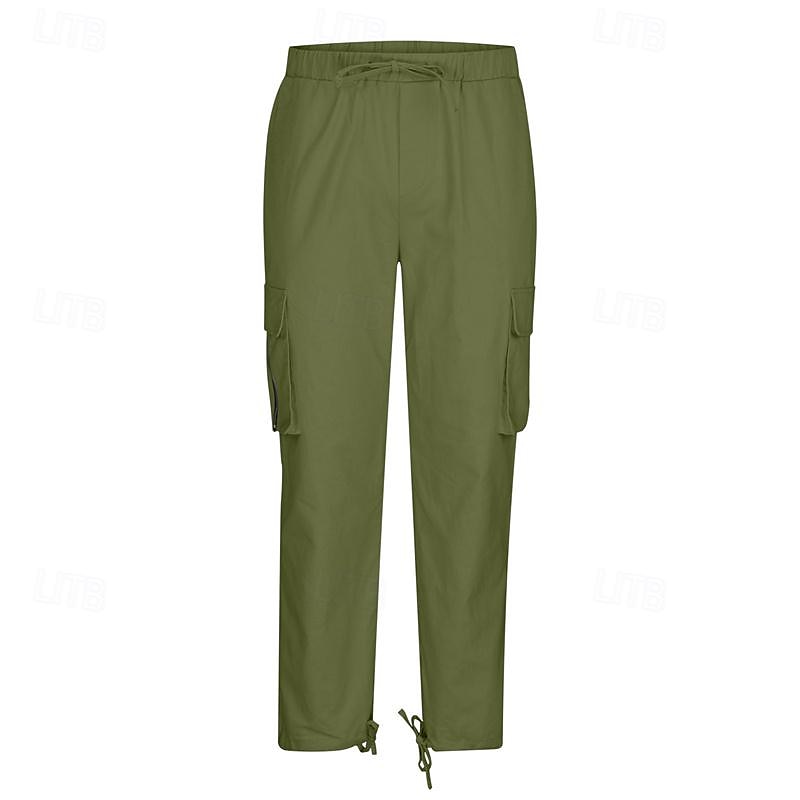 Men's Cargo Pants Tactical Pants Trousers Elastic Waist Multi Pocket Straight Leg Plain Wearable Outdoor Daily Camping & Hiking Fashion Classic Black Army Green