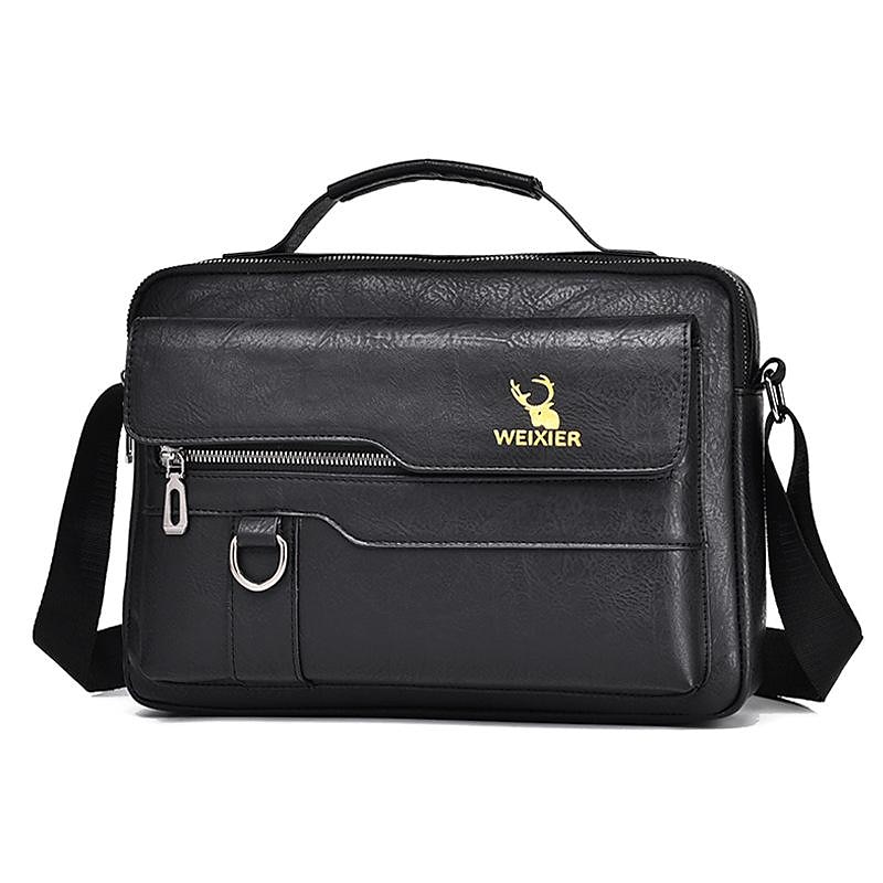 WEIXIER Crossbody Bag Men's Shoulder Bag Vintage Leather Vertical Hand Business Men's Casual Leather Bag Satchel Bag For Men