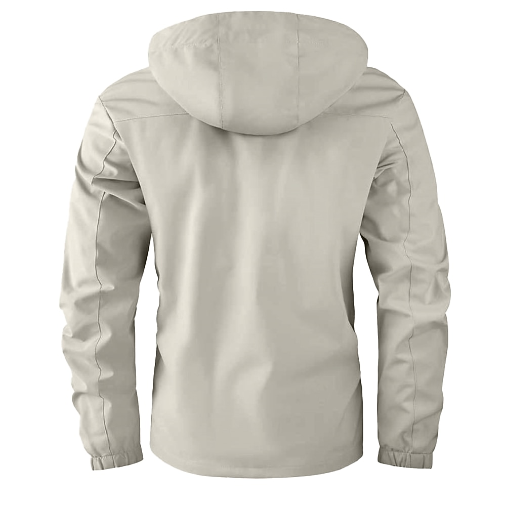 Men's Winter Coat Winter Jacket Sport Coat Raincoat Outdoor Camping & Hiking Waterproof Windbreaker Zipper Pocket Fall Winter Solid Color Fashion Streetwear Hooded Regular Wine Black White Army Green