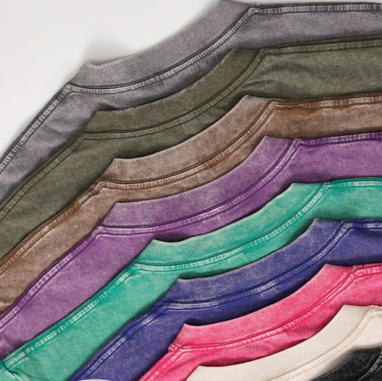 Men's T Shirt 100% Cotton Acid Wash Shirt Tee Top Short Sleeve Crew Neck Summer Spring Fall Plain Retro Vintage Casual Vintage Style Distressed Casual Blue Black Pink Top Tee for Men