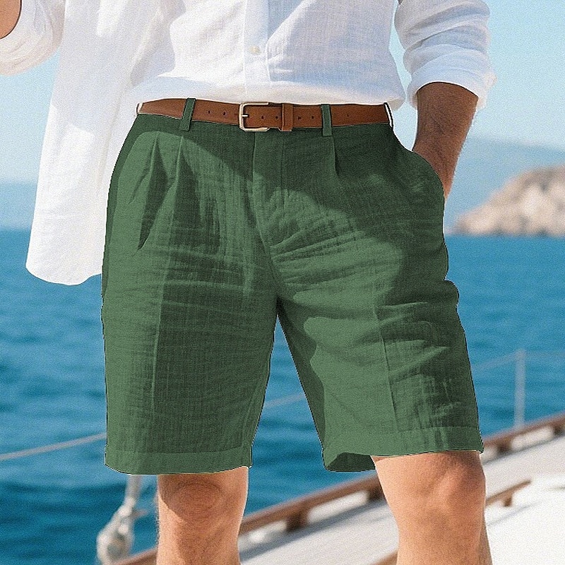 Men's Shorts Linen Shorts Summer Shorts Beach Shorts Pocket Plain Comfort Breathable Short Vacation Holiday Beach Hawaiian Boho Black White