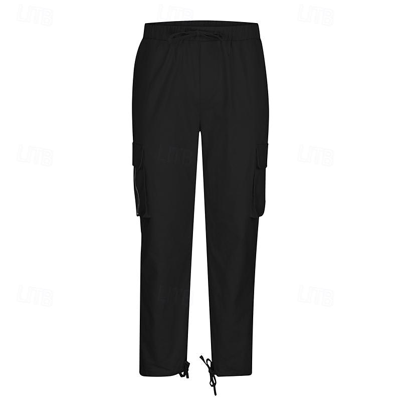Men's Cargo Pants Tactical Pants Trousers Elastic Waist Multi Pocket Straight Leg Plain Wearable Outdoor Daily Camping & Hiking Fashion Classic Black Army Green