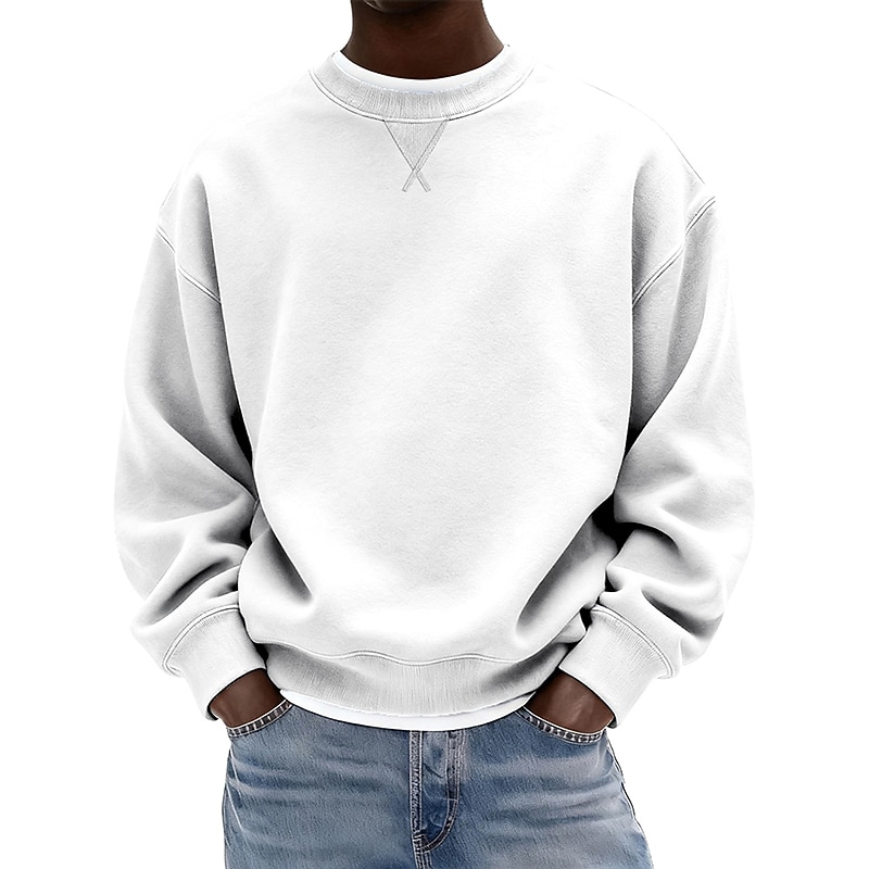 Men's Sweatshirt Pullover Hoodie Sweatshirt Pullover Black White Yellow Navy Blue Blue Crew Neck Plain Sports & Outdoor Casual Daily Streetwear Cool Sportswear All Seasons Clothing Apparel Hoodies