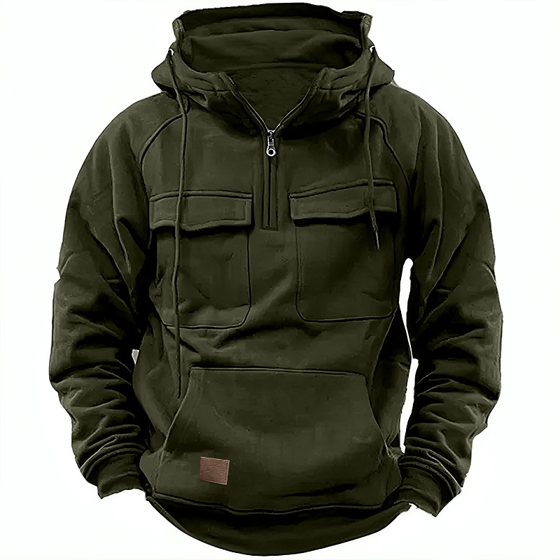 Men's Hoodie Quarter Zipp Hoodie Tactical Hoodie Black Wine Army Green Gray Hooded Plain Sports & Outdoor Daily Holiday Streetwear Cool Casual Spring &  Fall Clothing Apparel Hoodies Sweatshirts