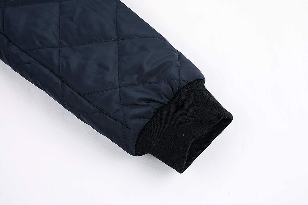 Men's Bomber Quilted Jacket Diamond Padded Jacket Winter Outdoor Chunky Varsity Flight Windproof Warm Trench Coat Top Quilted Seams Cotton Outwear Overcoat Full Zipper Camping Hiking Hunting Fishing