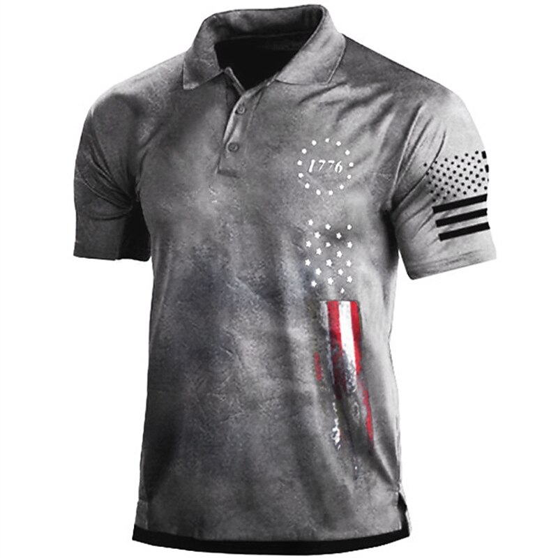 Men's Polo Shirt Golf Shirt Star Turndown White & Blue Black White+Black White Army Green 3D Print Street Daily Short Sleeve 3D Button-Down Clothing Apparel Fashion Casual Comfortable