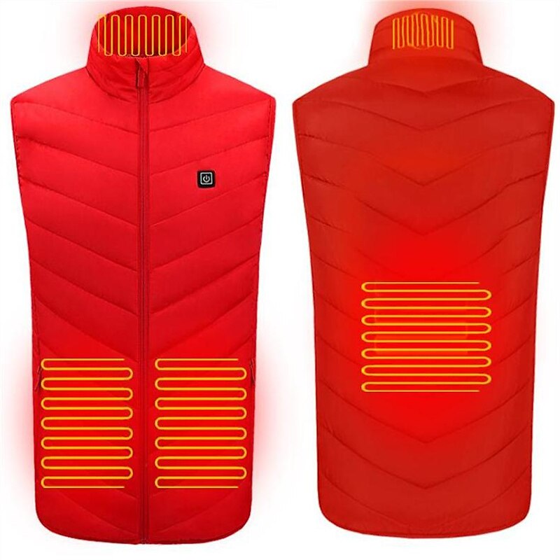 4/9 Heating Zones Vest Electric USB Heated Jacket by Graphene Men Women Warm Sportswear Coat For Camping Plus Size Snow Winter