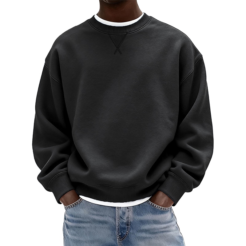 Men's Sweatshirt Pullover Hoodie Sweatshirt Pullover Black White Yellow Navy Blue Blue Crew Neck Plain Sports & Outdoor Casual Daily Streetwear Cool Sportswear All Seasons Clothing Apparel Hoodies