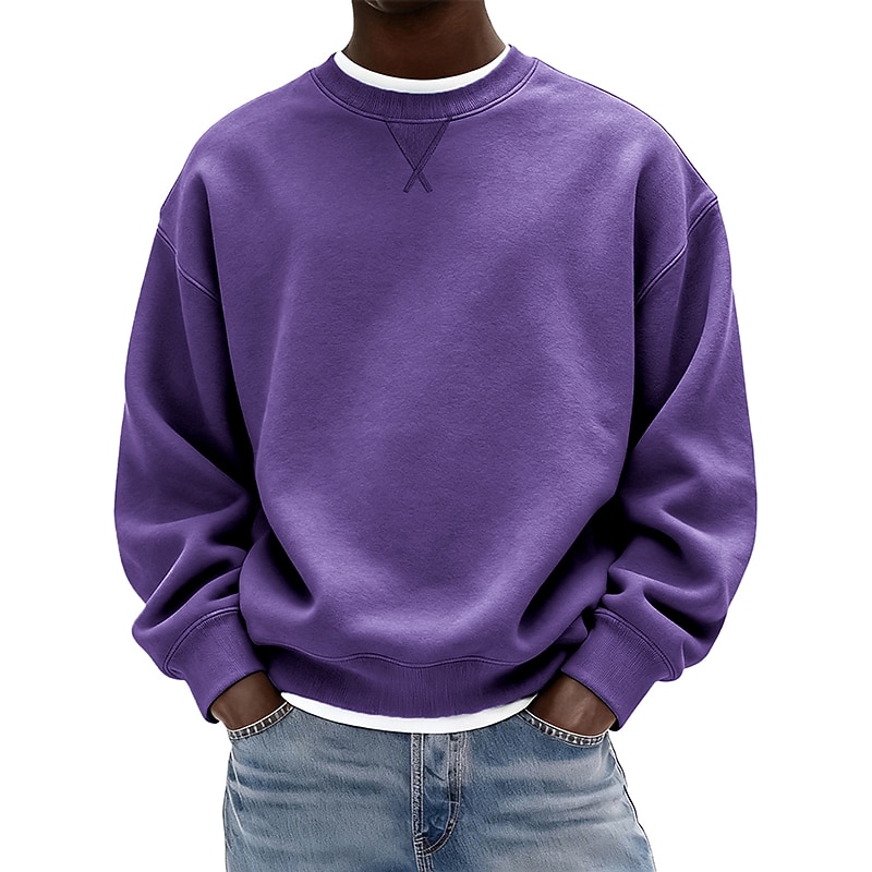 Men's Sweatshirt Pullover Hoodie Sweatshirt Pullover Black White Yellow Navy Blue Blue Crew Neck Plain Sports & Outdoor Casual Daily Streetwear Cool Sportswear All Seasons Clothing Apparel Hoodies