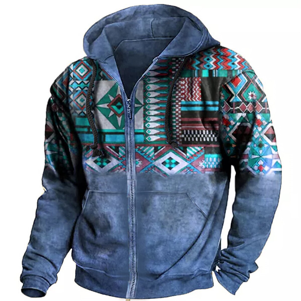 Men's Full Zip Hoodie Jacket Blue Purple Brown Dark Gray Coffee Hooded Color Block Graphic Prints Zipper Print Sports & Outdoor Daily Sports 3D Print Streetwear Designer Ethnic Spring &  Fall