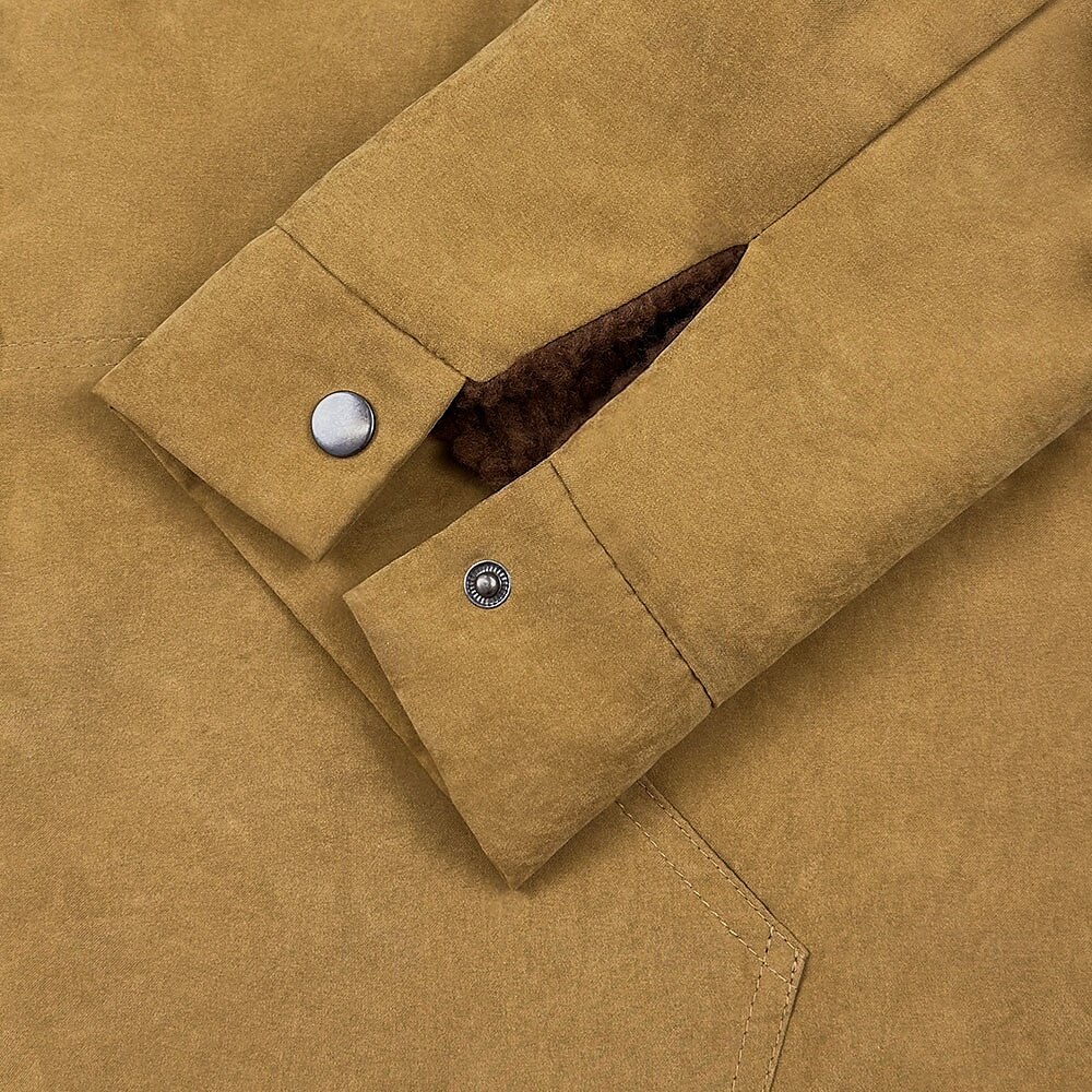 Men's Jacket Basic Vintage Sweatshirt Fleece Graphic Wolf Brown Green khaki Long Sleeve Sport Casual Hunting Crew Neck Fall Winter Clothing Apparel Designer Graphic Print S M L