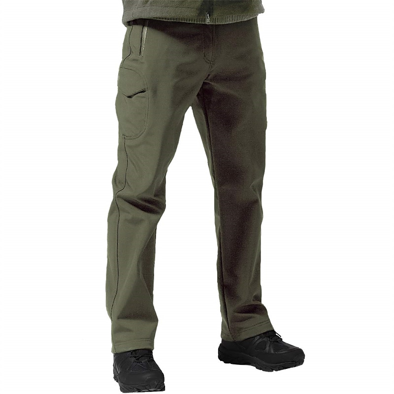 Men's Fleece Softshell Hiking Button Straight Leg Fleece Lined Plain Windproof Comfort Casual Daily Holiday Sports Fashion Cargo Pants