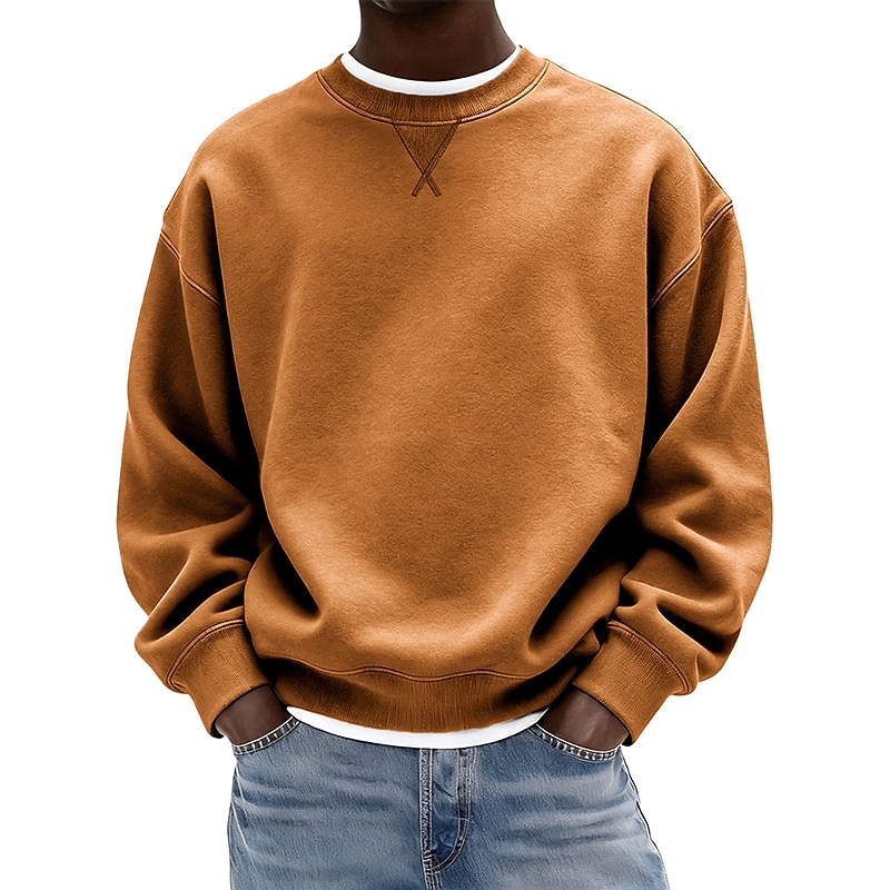 Men's Sweatshirt Pullover Hoodie Sweatshirt Pullover Black White Yellow Navy Blue Blue Crew Neck Plain Sports & Outdoor Casual Daily Streetwear Cool Sportswear All Seasons Clothing Apparel Hoodies